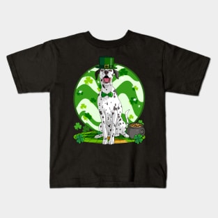 Dalmatian Dog St Patricks Day Leprechaun Irish Kids T-Shirt